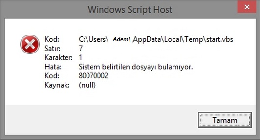 Windows 8 Script Host Hatası ve Çözümleri
