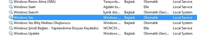 windows ses - hizmetleri başlat