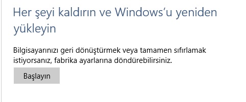 windows 10 sıfırlama