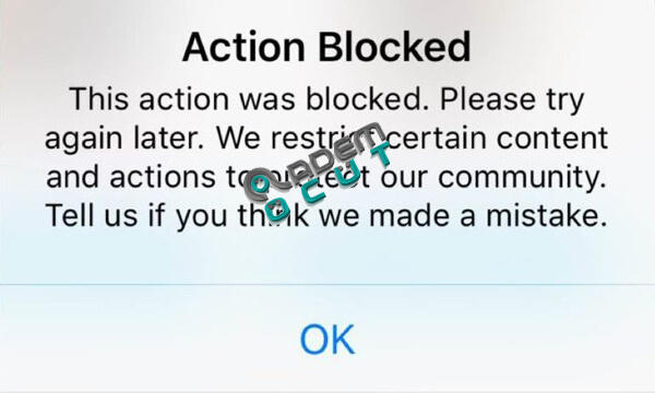 instagram action blocked hatası ve çözümü