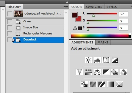 Photoshop history paneli kullanımı