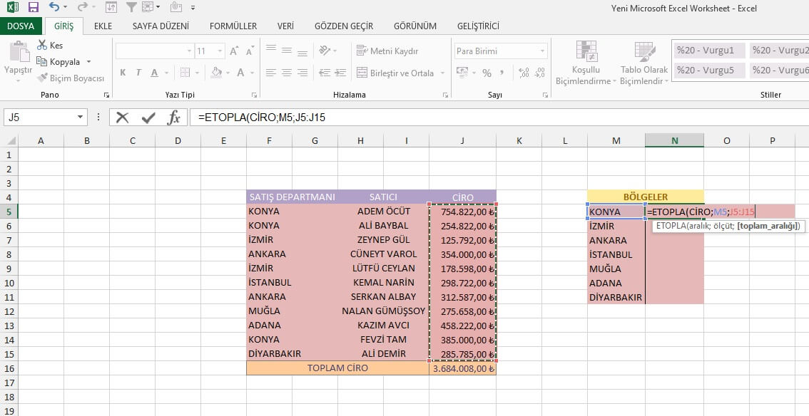 Microsoft Excel { ETOPLA } ile Koşullu Toplama Nasıl Yapılır